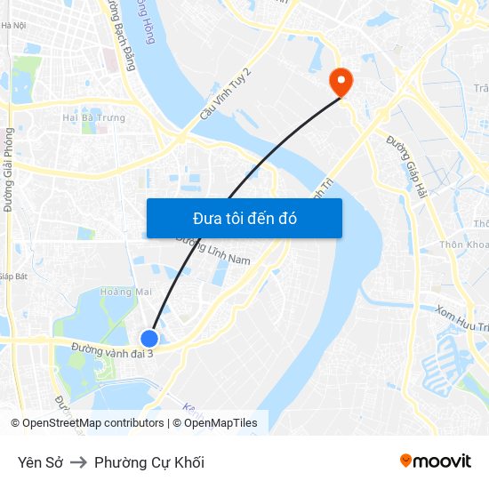 Yên Sở to Phường Cự Khối map