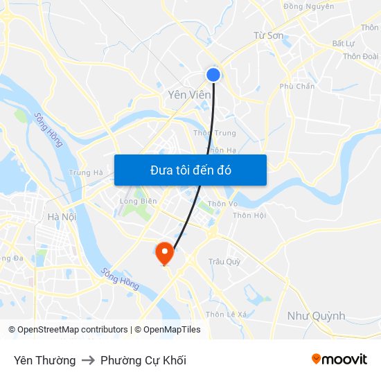 Yên Thường to Phường Cự Khối map