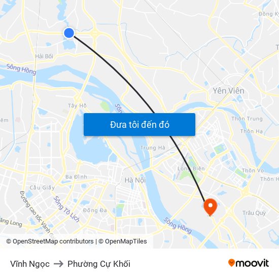 Vĩnh Ngọc to Phường Cự Khối map