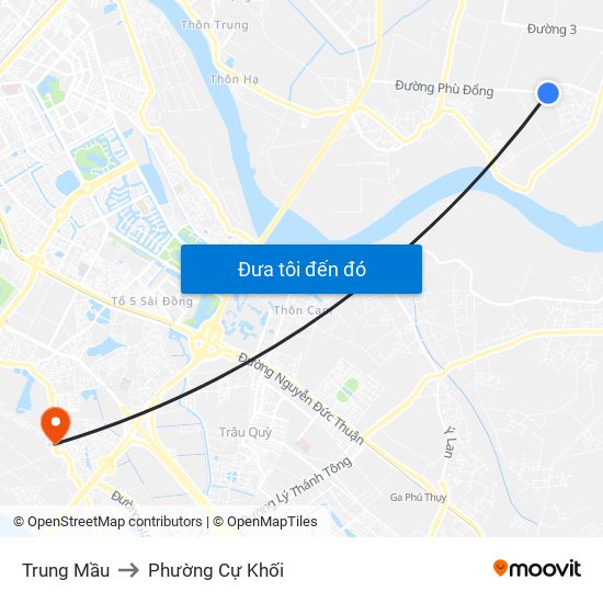 Trung Mầu to Phường Cự Khối map