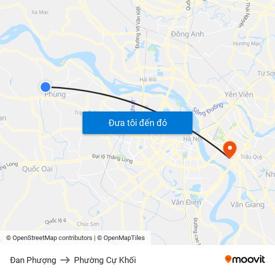 Đan Phượng to Phường Cự Khối map