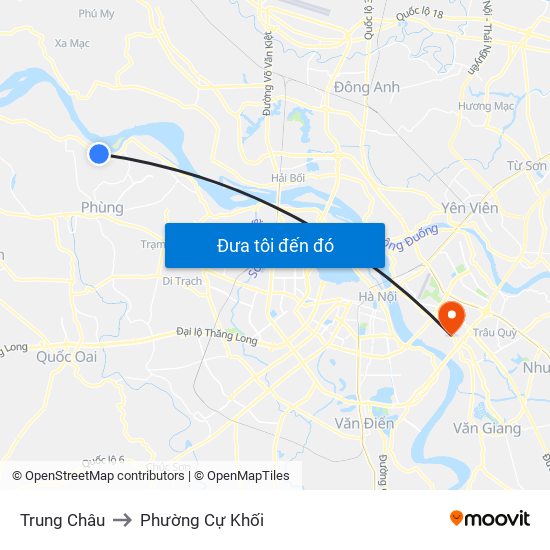 Trung Châu to Phường Cự Khối map