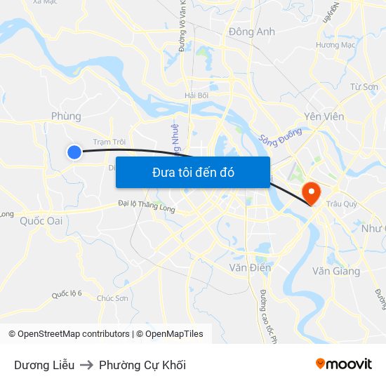 Dương Liễu to Phường Cự Khối map