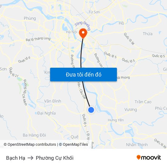 Bạch Hạ to Phường Cự Khối map