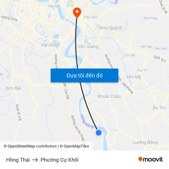 Hồng Thái to Phường Cự Khối map