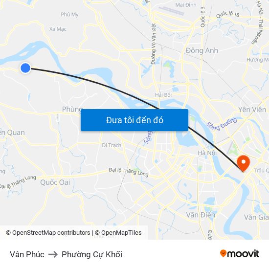 Vân Phúc to Phường Cự Khối map