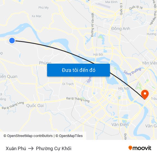 Xuân Phú to Phường Cự Khối map