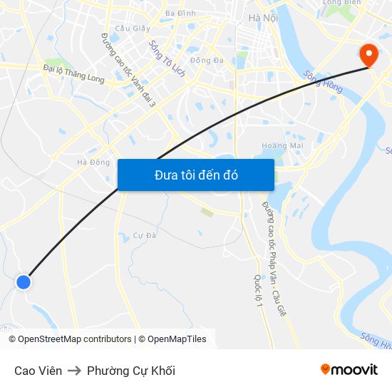 Cao Viên to Phường Cự Khối map