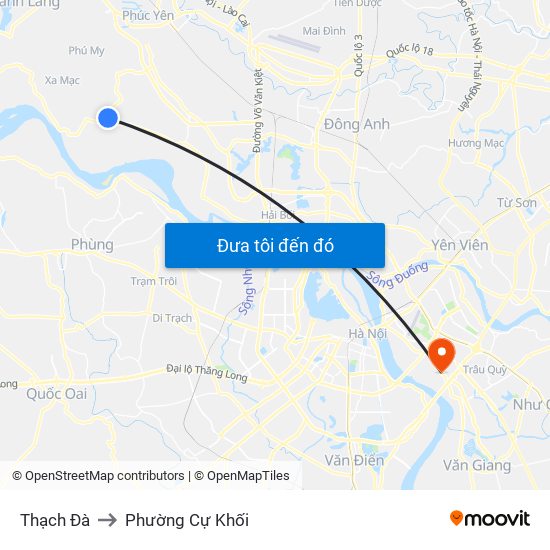 Thạch Đà to Phường Cự Khối map