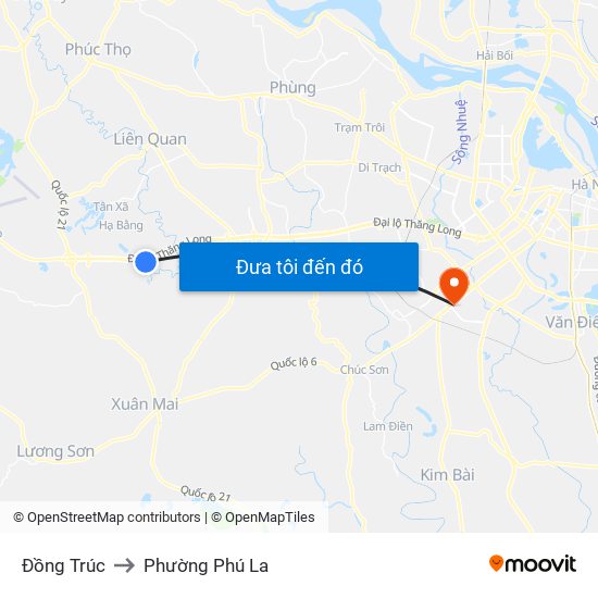 Đồng Trúc to Phường Phú La map