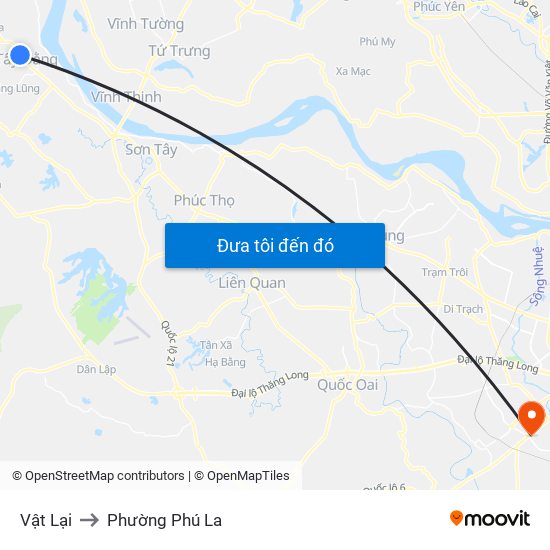 Vật Lại to Phường Phú La map