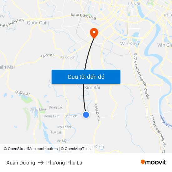 Xuân Dương to Phường Phú La map