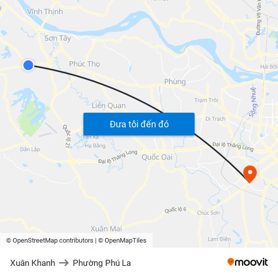 Xuân Khanh to Phường Phú La map