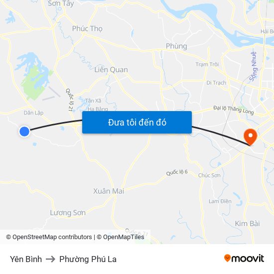 Yên Bình to Phường Phú La map
