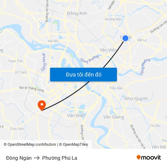 Đông Ngàn to Phường Phú La map