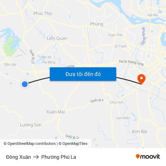 Đông Xuân to Phường Phú La map