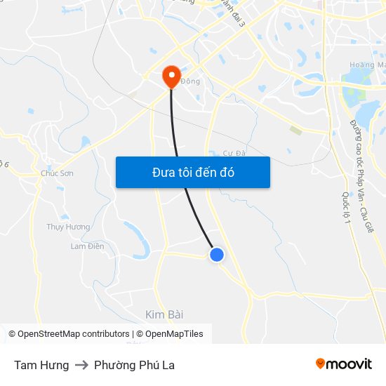 Tam Hưng to Phường Phú La map