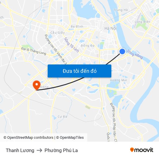 Thanh Lương to Phường Phú La map