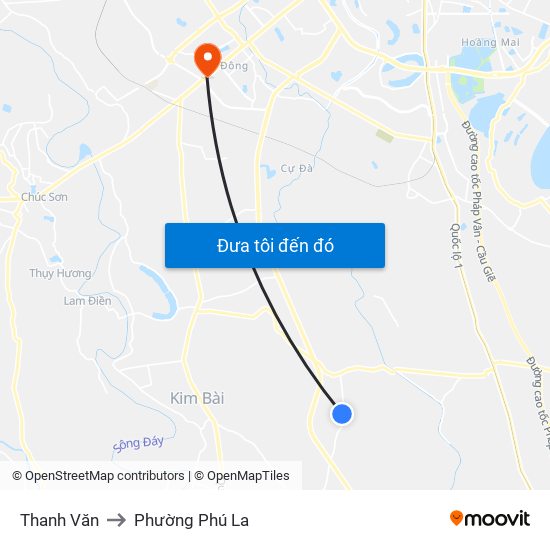 Thanh Văn to Phường Phú La map