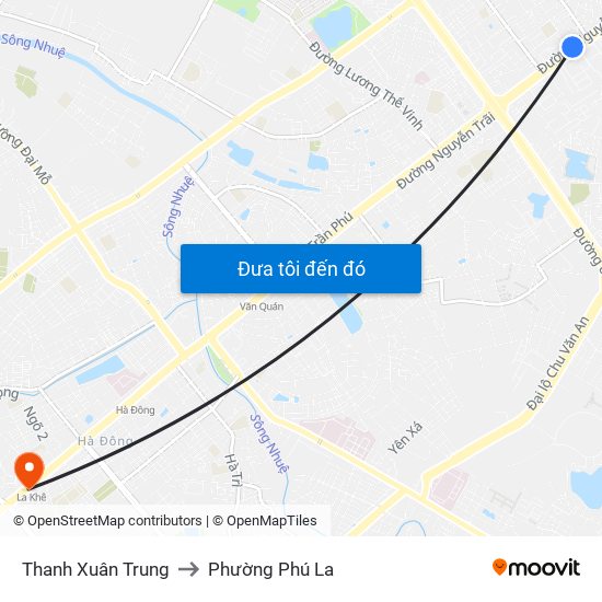 Thanh Xuân Trung to Phường Phú La map