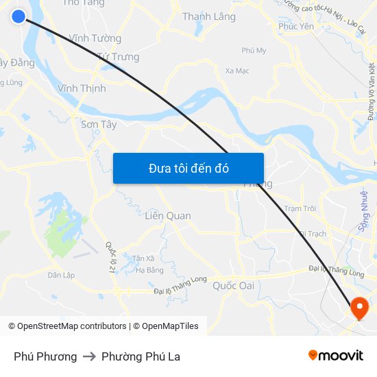 Phú Phương to Phường Phú La map
