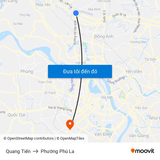 Quang Tiến to Phường Phú La map