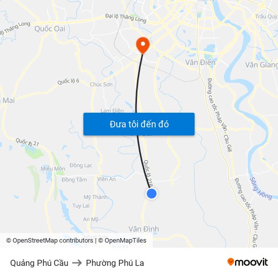 Quảng Phú Cầu to Phường Phú La map