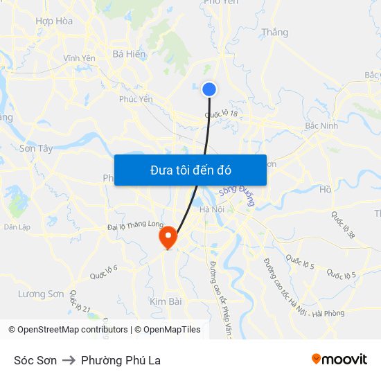 Sóc Sơn to Phường Phú La map