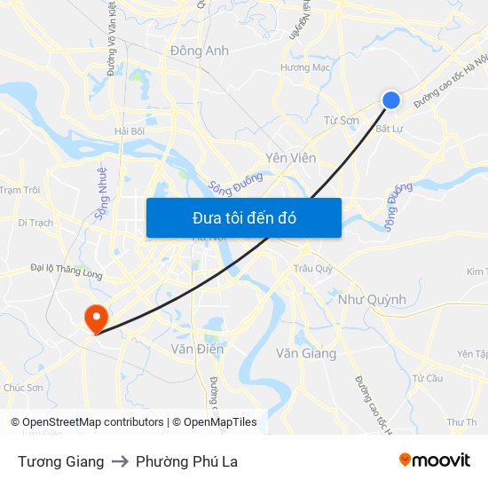 Tương Giang to Phường Phú La map