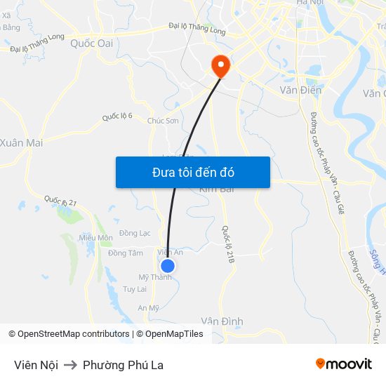 Viên Nội to Phường Phú La map