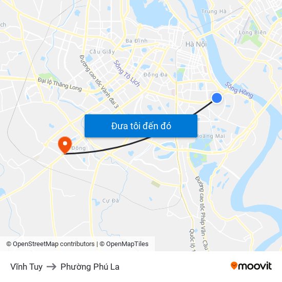 Vĩnh Tuy to Phường Phú La map