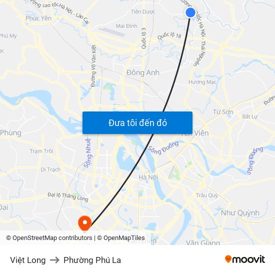 Việt Long to Phường Phú La map