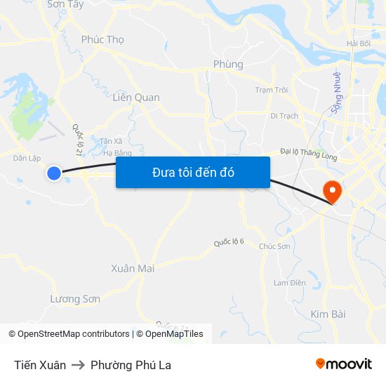 Tiến Xuân to Phường Phú La map