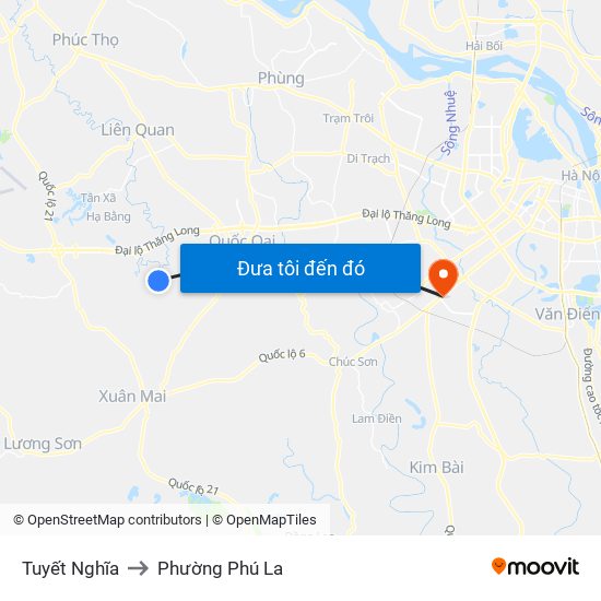 Tuyết Nghĩa to Phường Phú La map