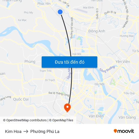 Kim Hoa to Phường Phú La map