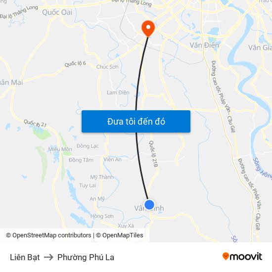 Liên Bạt to Phường Phú La map
