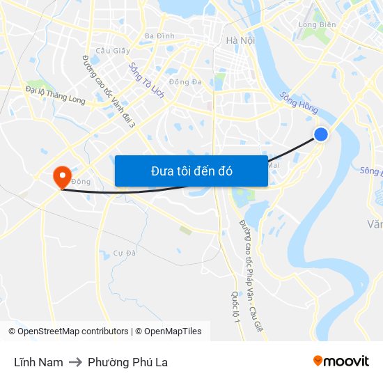 Lĩnh Nam to Phường Phú La map