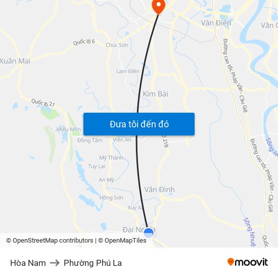Hòa Nam to Phường Phú La map