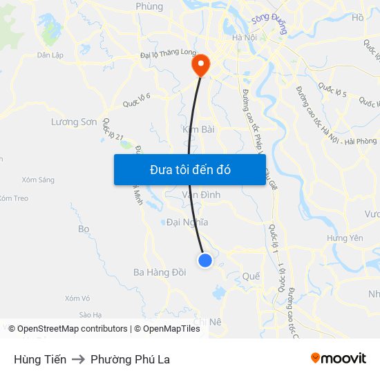 Hùng Tiến to Phường Phú La map