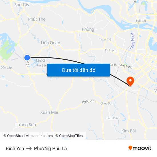 Bình Yên to Phường Phú La map