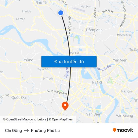 Chi Đông to Phường Phú La map