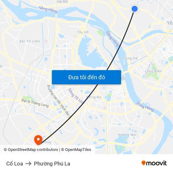 Cổ Loa to Phường Phú La map