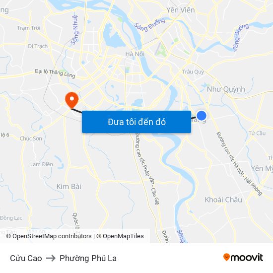 Cửu Cao to Phường Phú La map