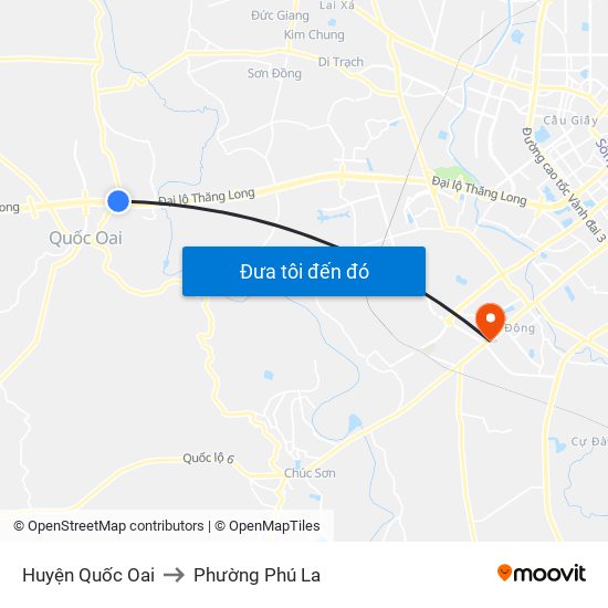 Huyện Quốc Oai to Phường Phú La map