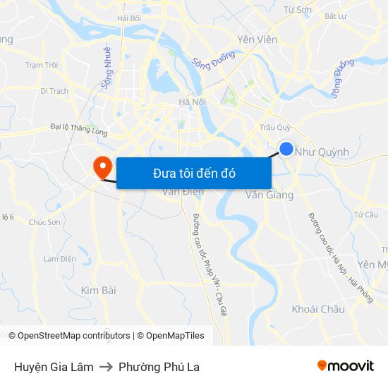 Huyện Gia Lâm to Phường Phú La map