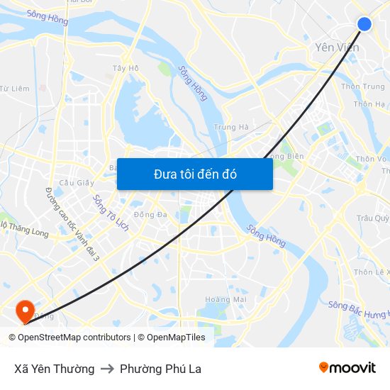 Xã Yên Thường to Phường Phú La map