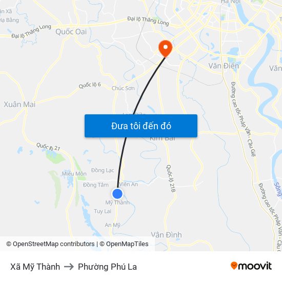 Xã Mỹ Thành to Phường Phú La map