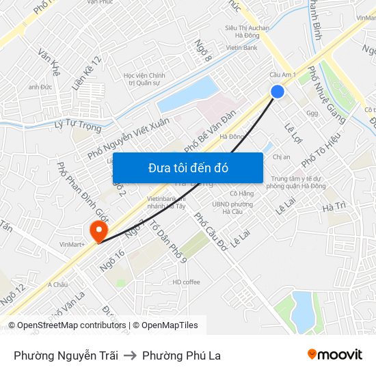 Phường Nguyễn Trãi to Phường Phú La map