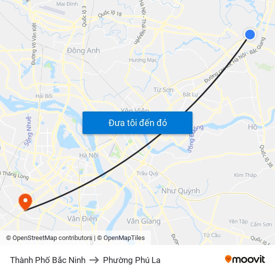 Thành Phố Bắc Ninh to Phường Phú La map