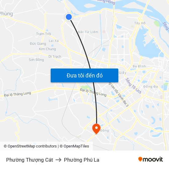 Phường Thượng Cát to Phường Phú La map